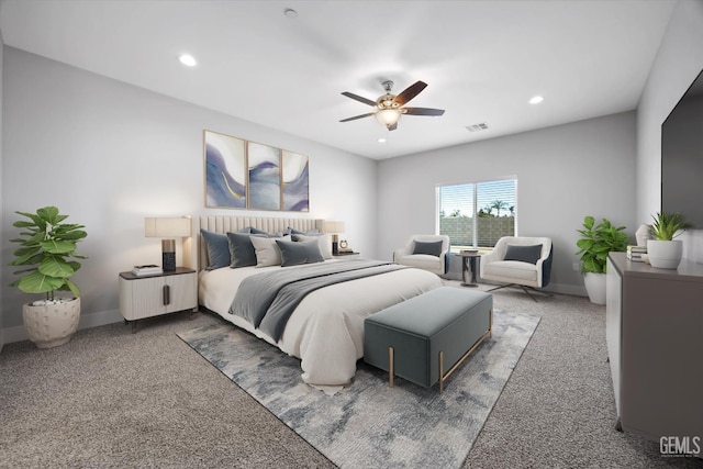 205 Goertzen Ave, Shafter, CA 93263 - bedroom featuring carpet, a ceiling fan, and recessed lighting