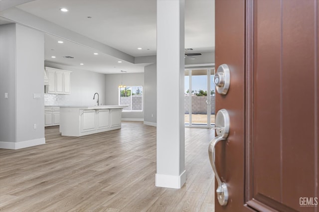 205 Goertzen Ave, Shafter, CA 93263 - unfurnished living room with light wood finished floors, recessed lighting, and ceiling fan