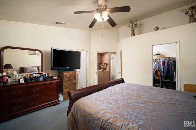 1701 San Jose Ave, Wasco, CA 93280 - carpeted bedroom featuring a walk in closet, a ceiling fan, and a closet