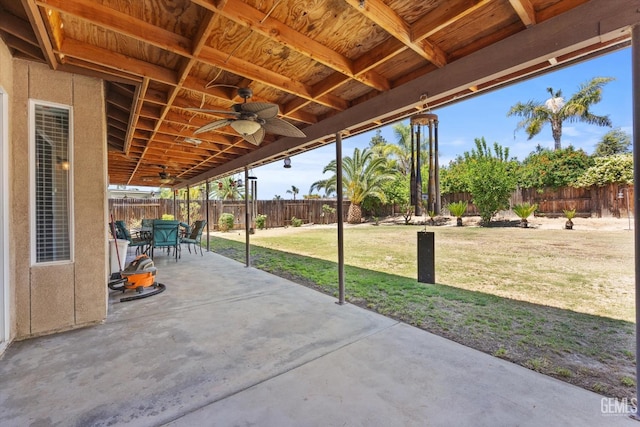 5502 Veneto St, Bakersfield, CA 93308 - view of patio featuring outdoor dining area and ceiling fan