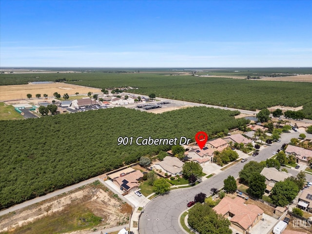 bird's eye view with a rural view