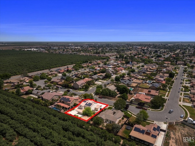 bird's eye view with a residential view