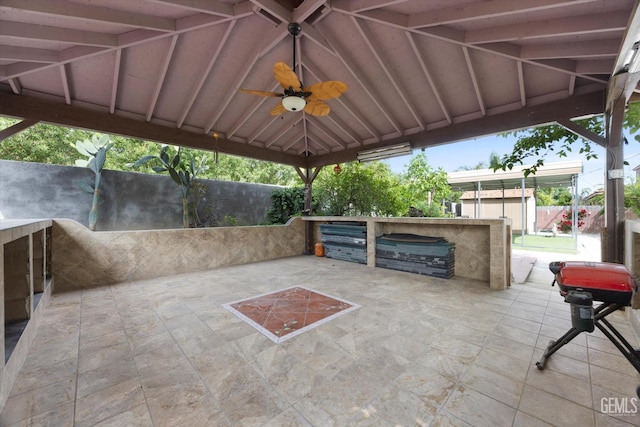 view of patio / terrace featuring a ceiling fan