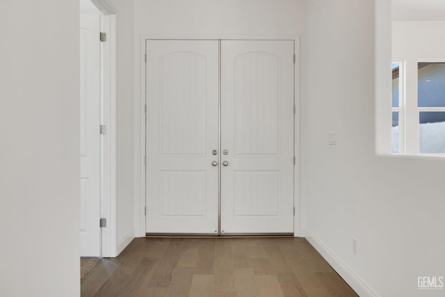 interior space with light hardwood / wood-style floors