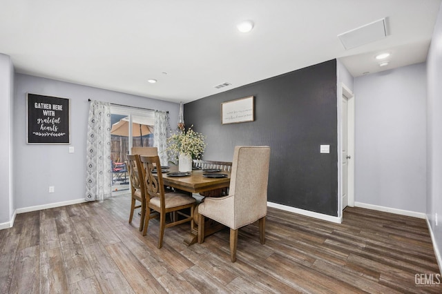 5803 Vespucci Ave, Bakersfield, CA 93313 - dining room with wood finished floors, attic access, and recessed lighting