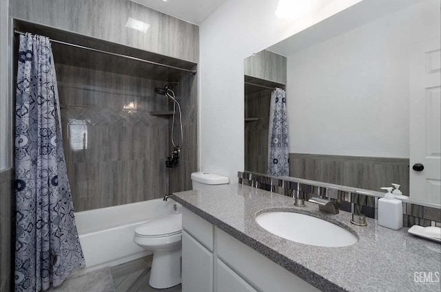 6513 Derby Dr, Bakersfield, CA 93306 - full bathroom with vanity and shower / bath combo with shower curtain