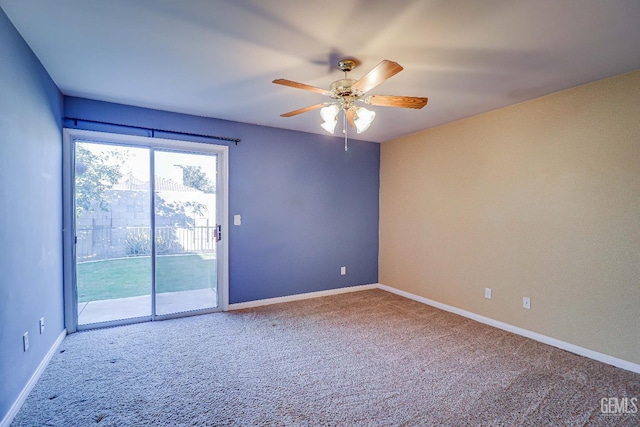 carpeted empty room with ceiling fan