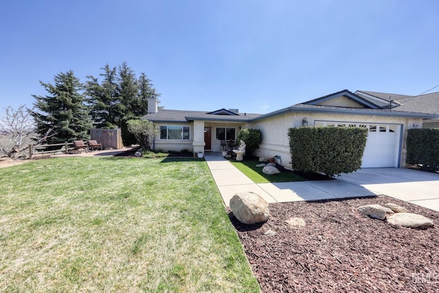 22824 Mariposa Rd, Tehachapi, CA 93561 - ranch-style home with concrete driveway, a garage, and a front lawn