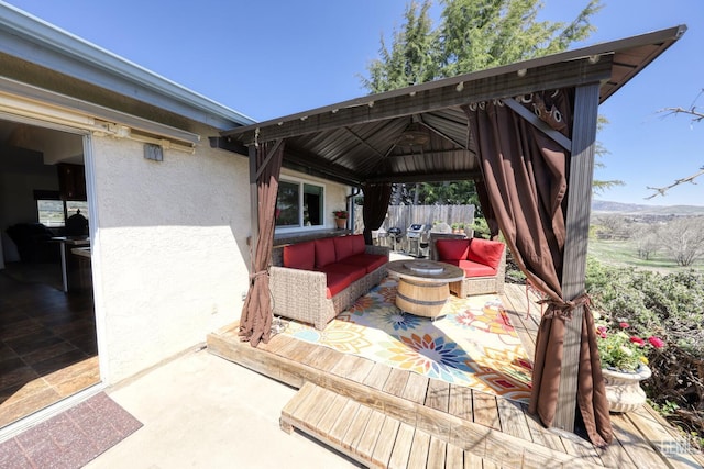 22824 Mariposa Rd, Tehachapi, CA 93561 - view of patio / terrace with a fire pit and a gazebo