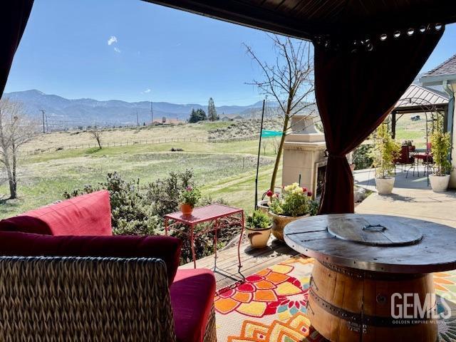 22824 Mariposa Rd, Tehachapi, CA 93561 - view of patio / terrace with a gazebo, a mountain view, and a rural view