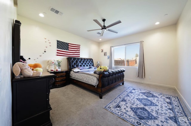15920 Waterford St, Bakersfield, CA 93314 - bedroom with carpet floors, ceiling fan, and recessed lighting