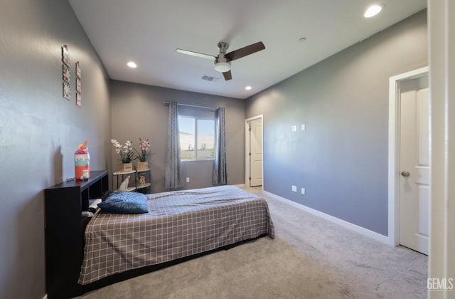 15920 Waterford St, Bakersfield, CA 93314 - bedroom with carpet, recessed lighting, and ceiling fan