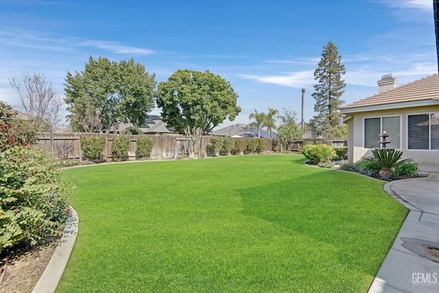 view of yard featuring a fenced backyard