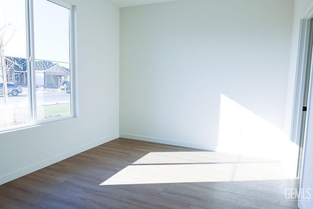 unfurnished room with hardwood / wood-style floors