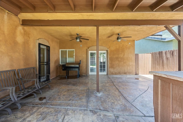 231 Sunny Meadow Dr, Bakersfield, CA 93308 - view of patio featuring a ceiling fan and fence
