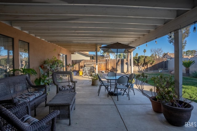 view of patio / terrace with an outdoor living space