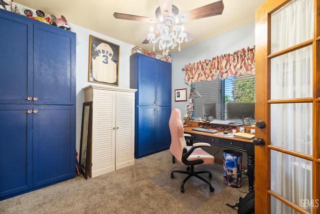 3606 Azure Dr, Bakersfield, CA 93312 - carpeted office with a ceiling fan