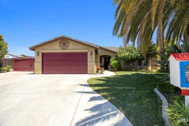 5702 San Pierre Ct, Bakersfield, CA 93308 - view of front of house with stucco siding, an attached garage, and driveway