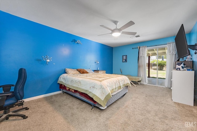 5702 San Pierre Ct, Bakersfield, CA 93308 - carpeted bedroom featuring access to outside and ceiling fan