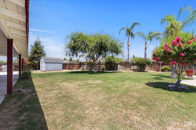 5702 San Pierre Ct, Bakersfield, CA 93308 - fenced backyard featuring a storage shed
