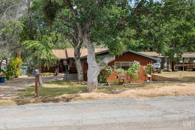 view of single story home