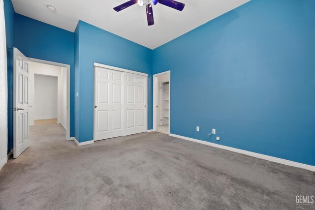 4702 Aviara Dr, Bakersfield, CA 93312 - unfurnished bedroom with carpet flooring, a closet, baseboards, and a ceiling fan