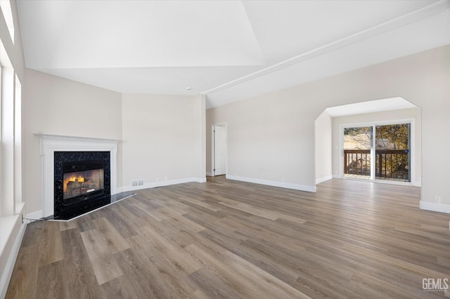 4500 Joshua Dr, Mountain Mesa, CA 93240 - unfurnished living room with wood finished floors and a high end fireplace