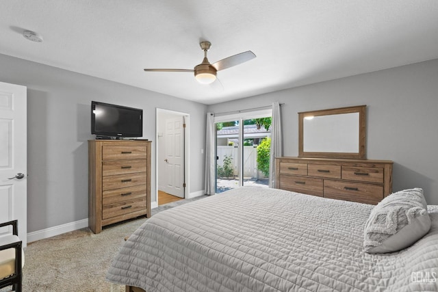 8000 Kroll Way Unit 29, Bakersfield, CA 93311 - carpeted bedroom featuring access to outside, baseboards, and ceiling fan