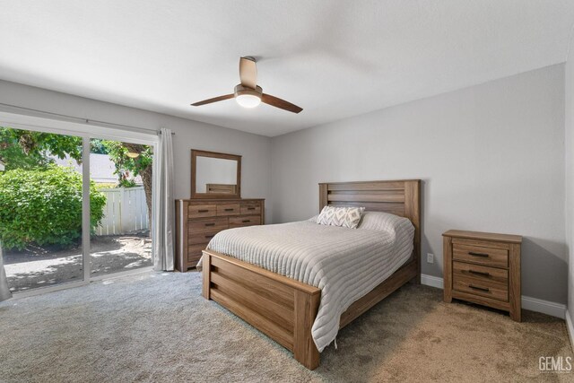 8000 Kroll Way Unit 29, Bakersfield, CA 93311 - bedroom with access to exterior, carpet flooring, ceiling fan, and baseboards