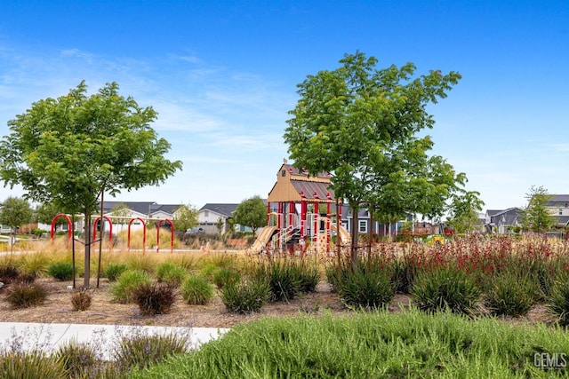 community playground featuring a residential view