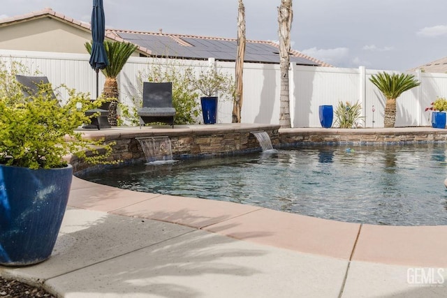 view of swimming pool with a fenced backyard and a fenced in pool