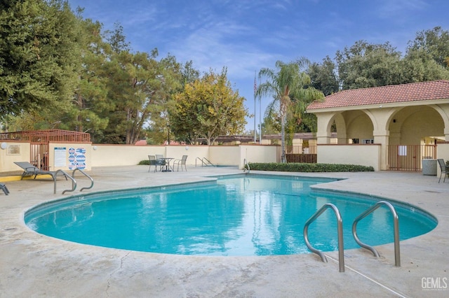 view of swimming pool with a patio