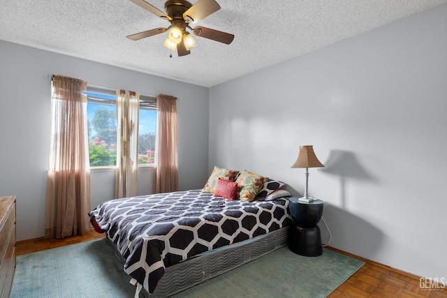 3406 Elm St, Bakersfield, CA 93301 - bedroom with a textured ceiling and ceiling fan