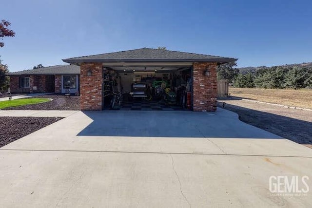 exterior space with a garage