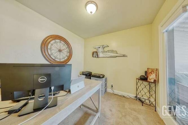 carpeted home office featuring a wealth of natural light