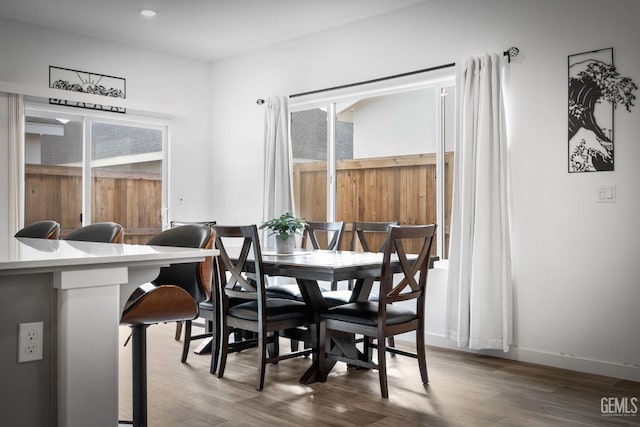 dining area featuring wood-type flooring