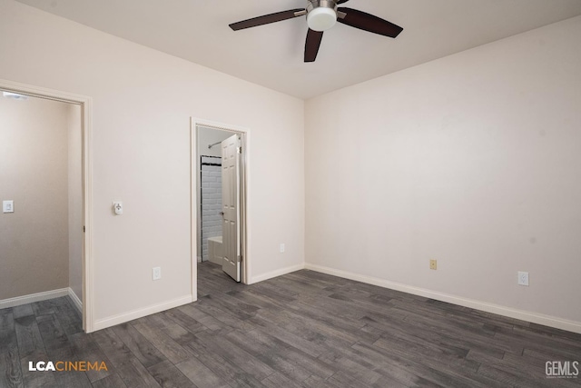 5502 White Pine Way, Bakersfield, CA 93313 - unfurnished bedroom with dark wood-type flooring, baseboards, and ceiling fan