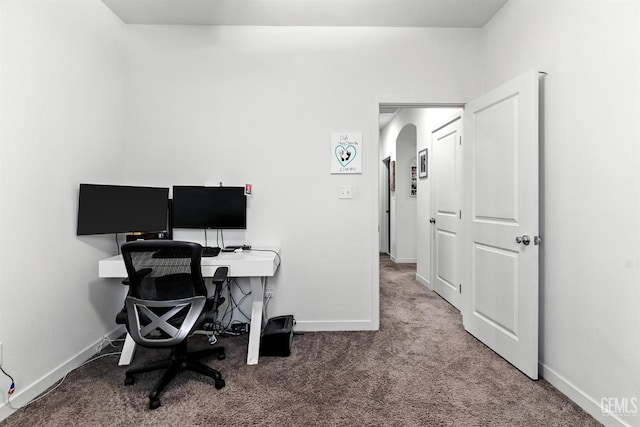 8907 Stevie Ct, Bakersfield, CA 93313 - carpeted office with baseboards and arched walkways