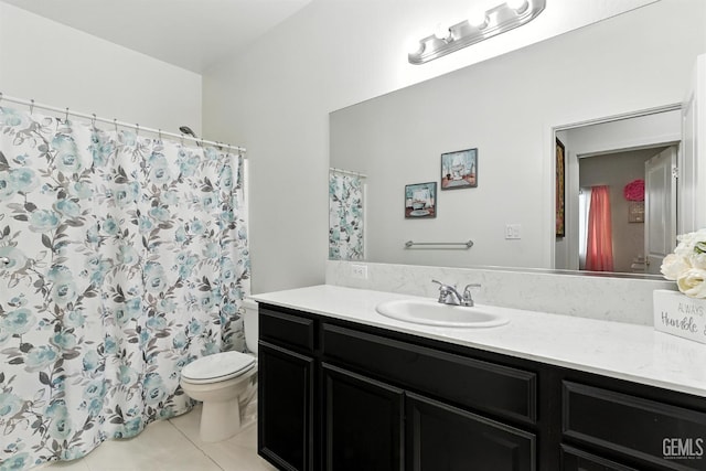 8907 Stevie Ct, Bakersfield, CA 93313 - bathroom featuring tile patterned floors, vanity, and curtained shower