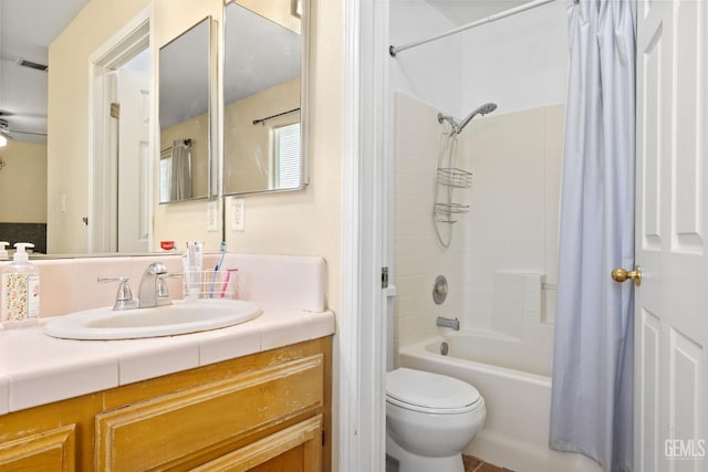 5601 Sugar Pine Dr, Bakersfield, CA 93313 - bathroom with shower / tub combo with curtain and vanity