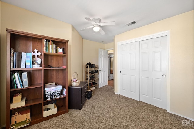 5601 Sugar Pine Dr, Bakersfield, CA 93313 - office with carpet flooring and ceiling fan