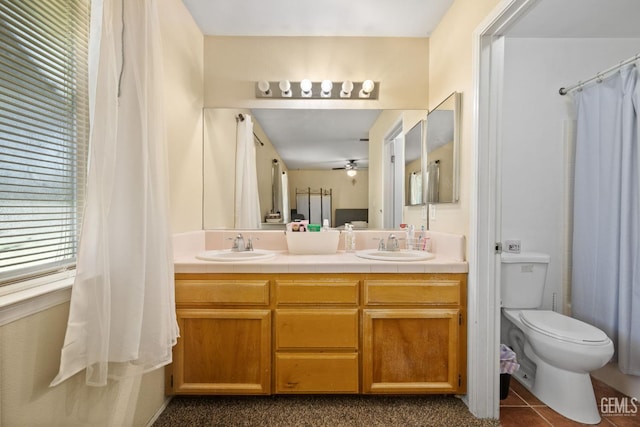5601 Sugar Pine Dr, Bakersfield, CA 93313 - full bathroom featuring a ceiling fan and double vanity