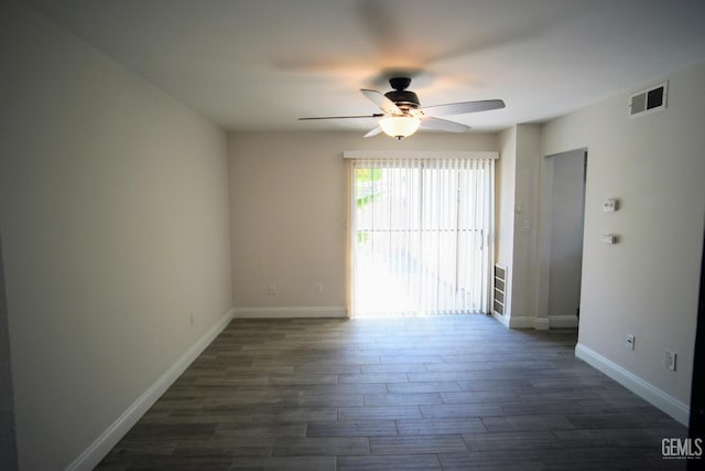 4801 Belle Ter Unit C, Bakersfield, CA 93309 - empty room featuring a ceiling fan and dark wood-style floors
