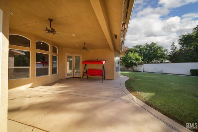 1705 Briercliff Ct, Bakersfield, CA 93311 - view of patio / terrace featuring french doors and ceiling fan