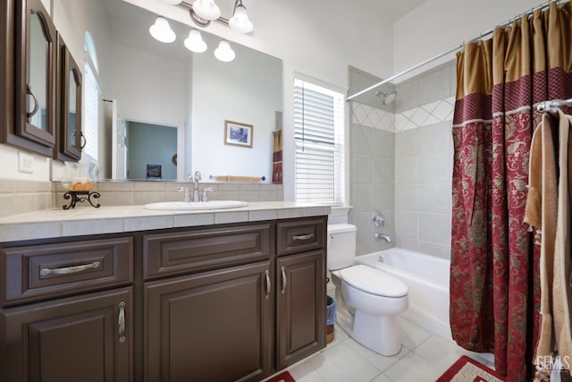 1705 Briercliff Ct, Bakersfield, CA 93311 - full bath with toilet, shower / bath combo, tile patterned floors, and vanity