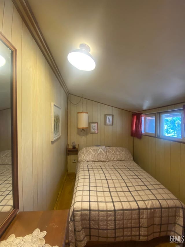 45904 Carlin Dr, Posey, CA 93260 - bedroom featuring vaulted ceiling and wooden walls