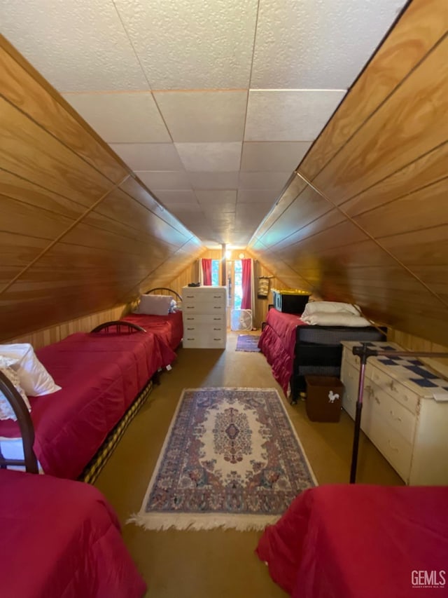 45904 Carlin Dr, Posey, CA 93260 - bedroom featuring vaulted ceiling and wood walls