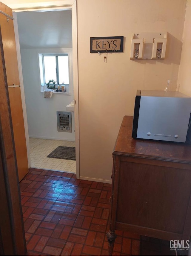 45904 Carlin Dr, Posey, CA 93260 - office area featuring brick flooring and heating unit