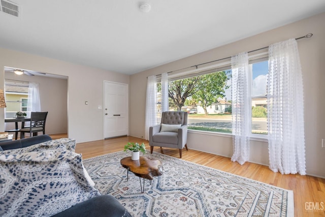 2702 Worthington Ave, Bakersfield, CA 93308 - living room with wood finished floors and ceiling fan