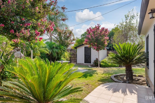 2702 Worthington Ave, Bakersfield, CA 93308 - fenced backyard with a storage unit and a patio area
